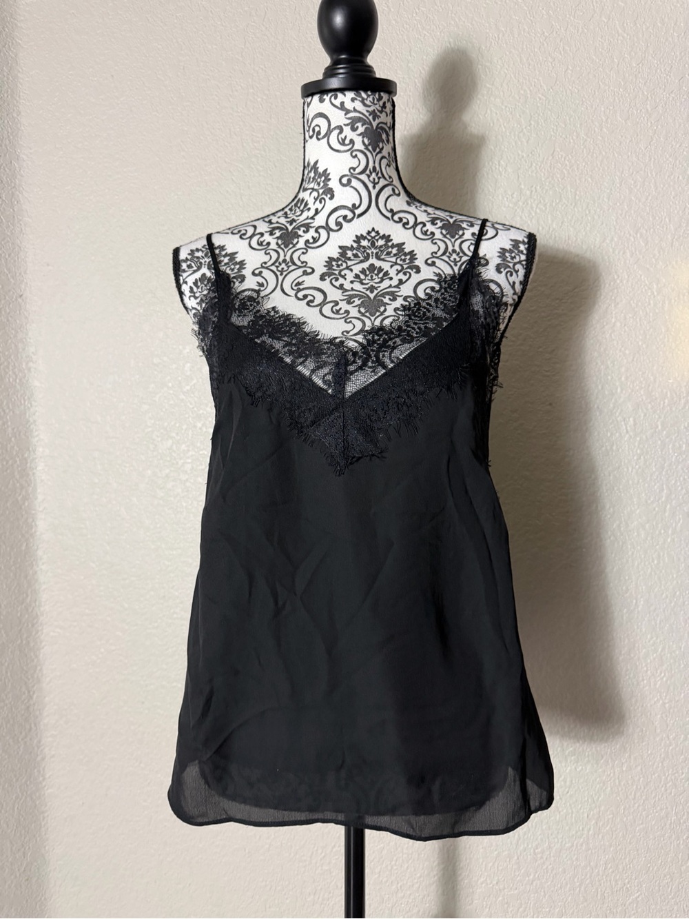 Nasty Gal Black Lace-Trim Spaghetti Strap Cami
